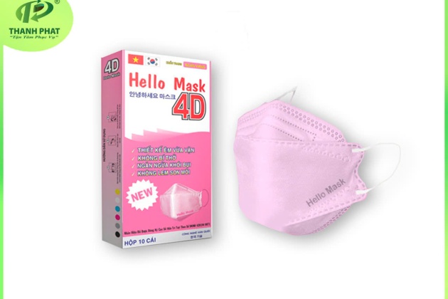 Khẩu Trang Cao Cấp 4D Hello Mask ( Màu hồng - 10 Cái/Hộp )